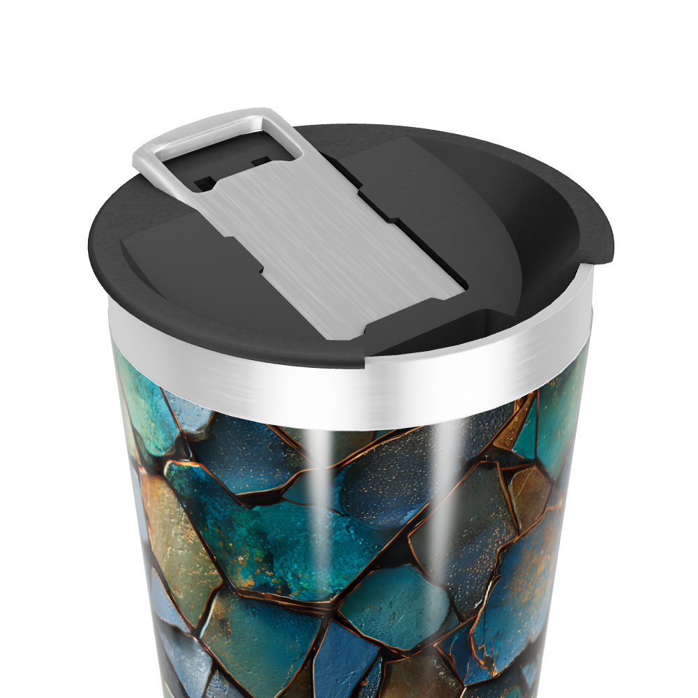 Copo Térmico - Azul com Estampa de Pedras