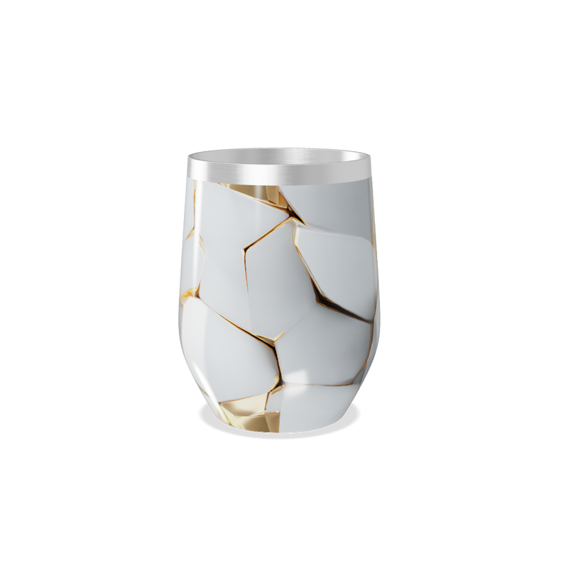 Copo Térmico Slim - Branco com Detalhes Dourados