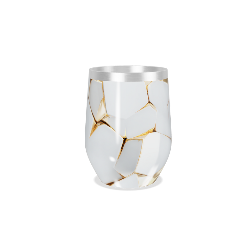 Copo Térmico Slim - Branco com Detalhes Dourados