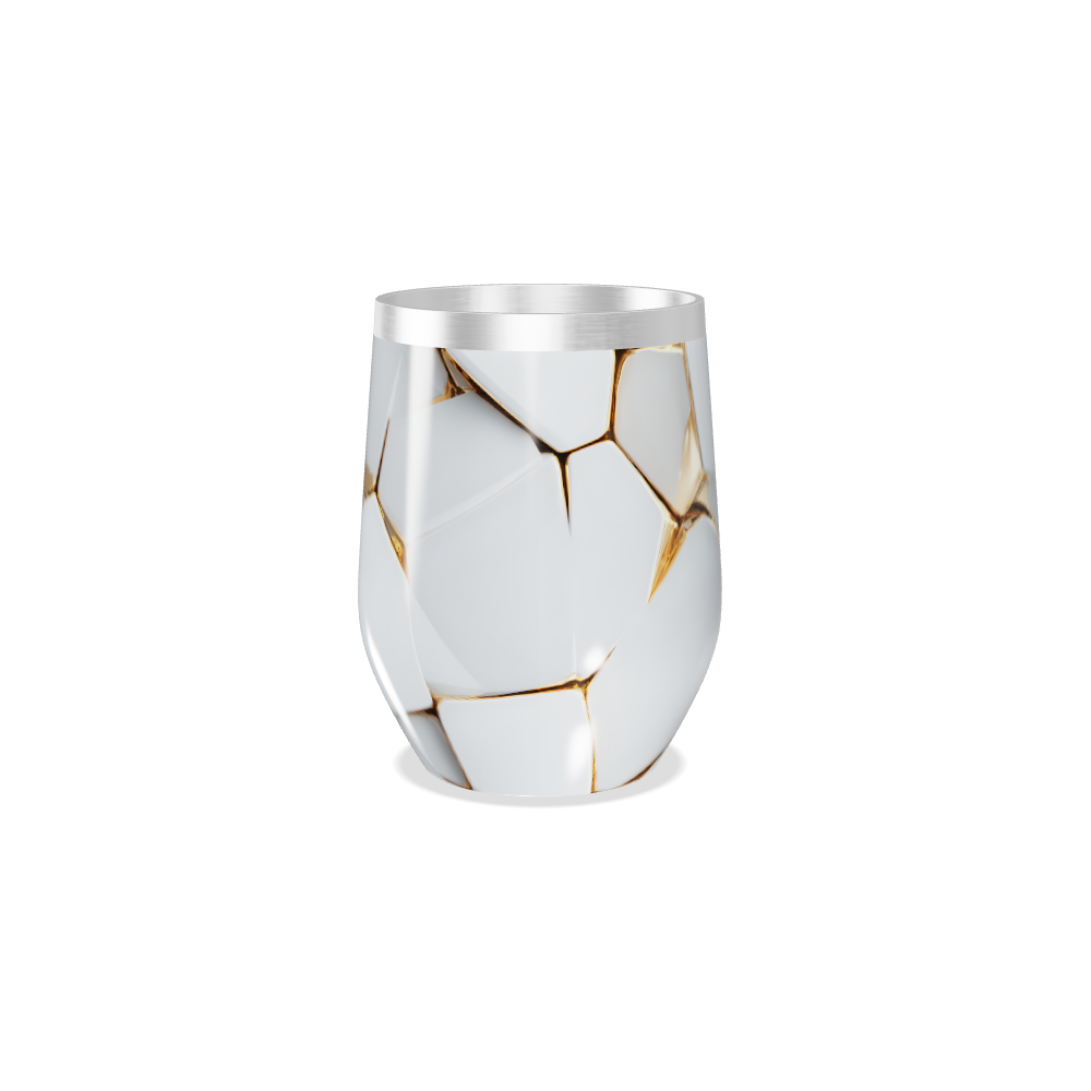 Copo Térmico Slim - Branco com Detalhes Dourados