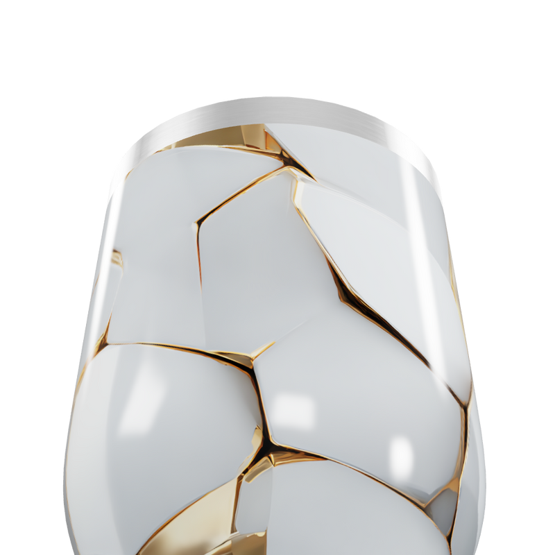 Copo Térmico Slim - Branco com Detalhes Dourados