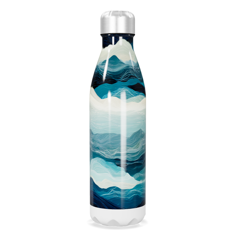 Garrafa Inox - Estampa Ondas Azul
