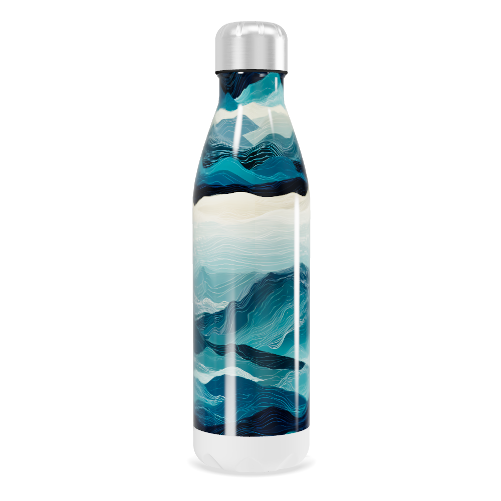 Garrafa Inox - Estampa Ondas Azul