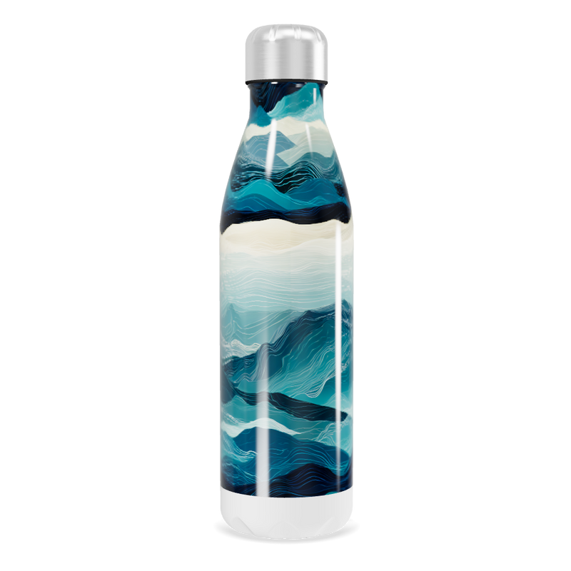 Garrafa Inox - Estampa Ondas Azul