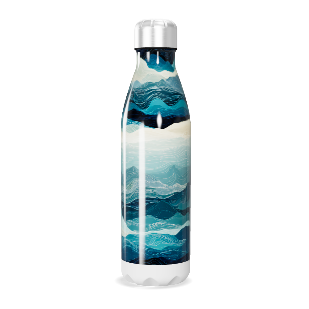 Garrafa Inox - Estampa Ondas Azul