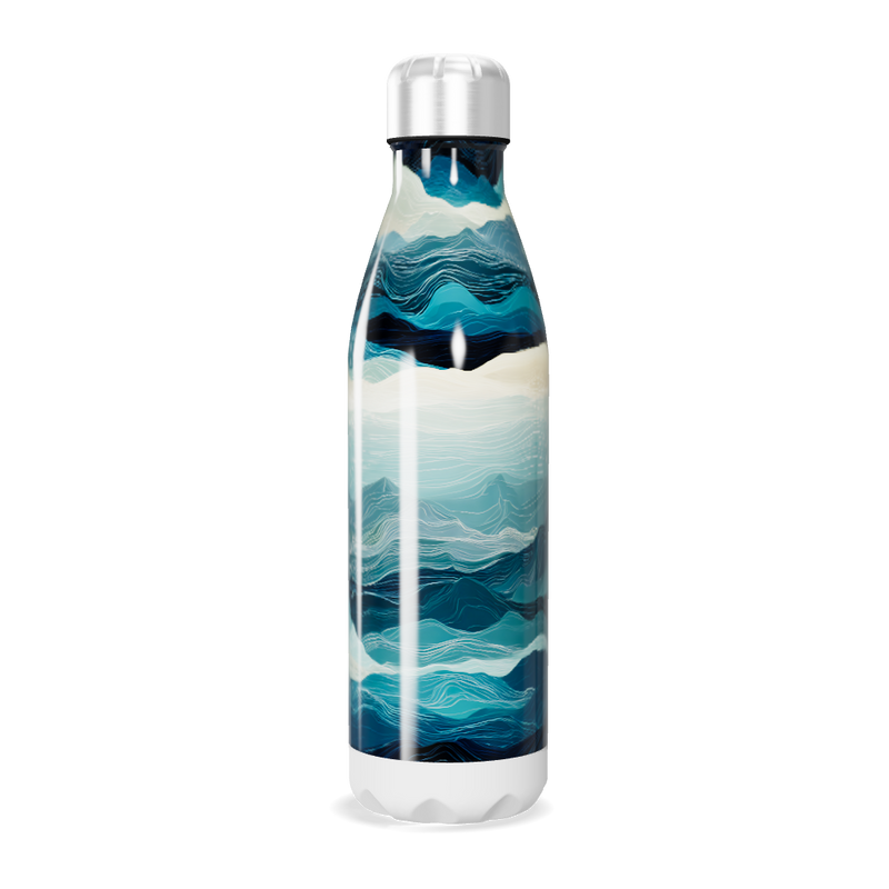 Garrafa Inox - Estampa Ondas Azul