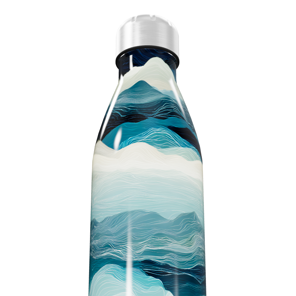 Garrafa Inox - Estampa Ondas Azul