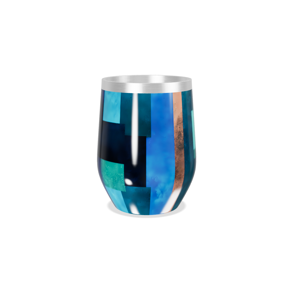 Copo Térmico Slim - Estampa Geométrica Azul