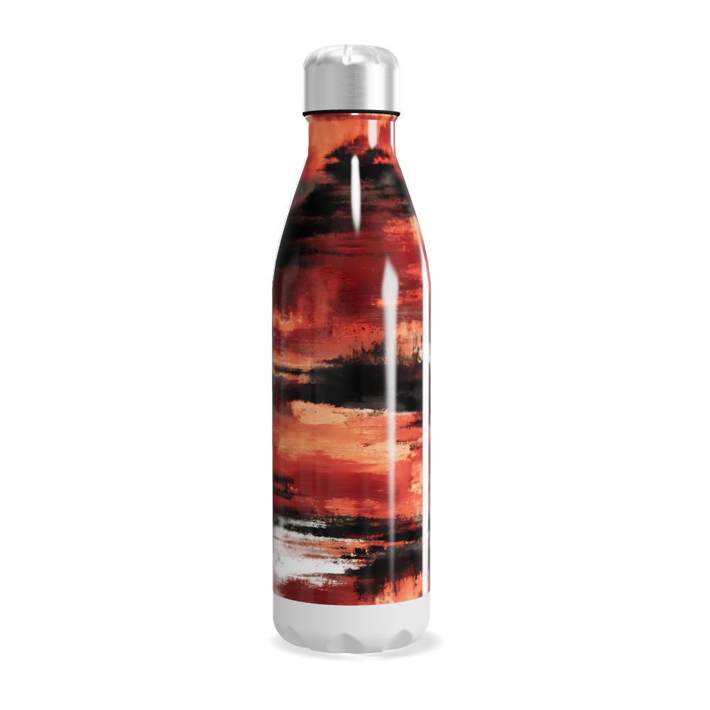 Garrafa Inox - Estampa Vermelha e Preta