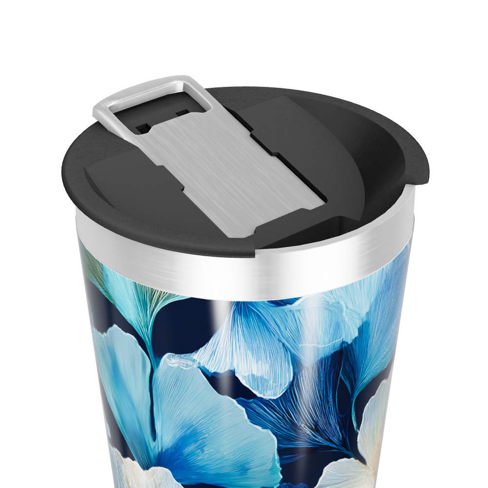 Copo Térmico - Floral Azul Inox