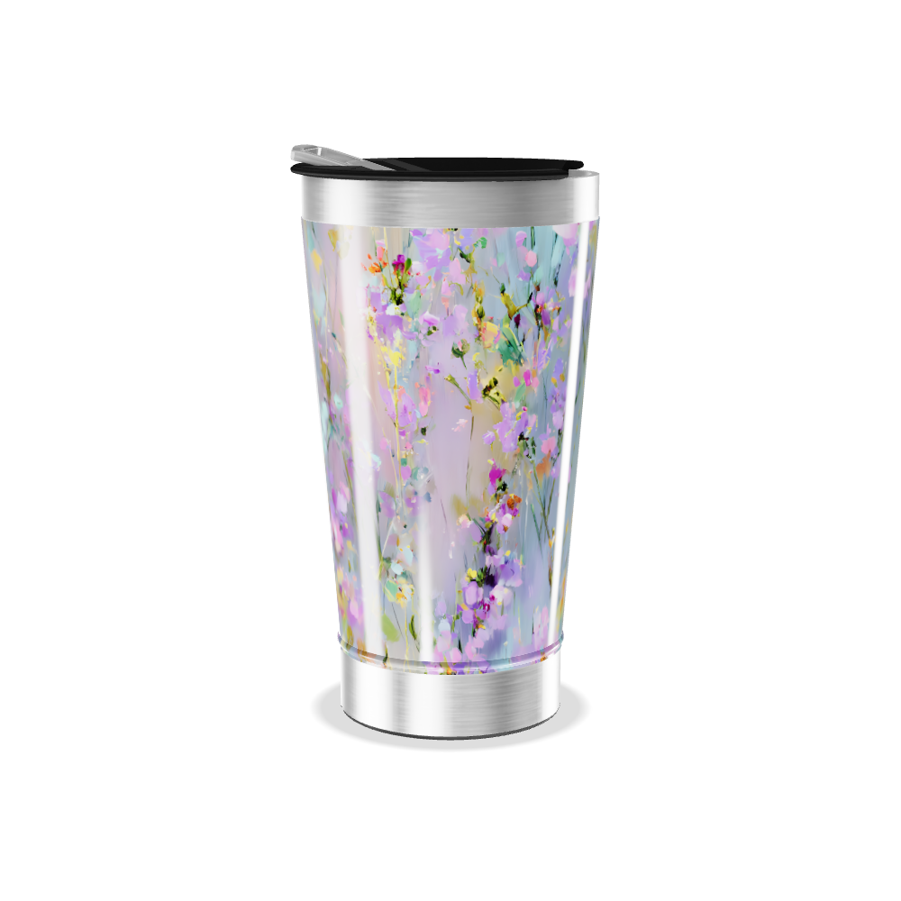 Copo Térmico - Floral com Fundo Azul