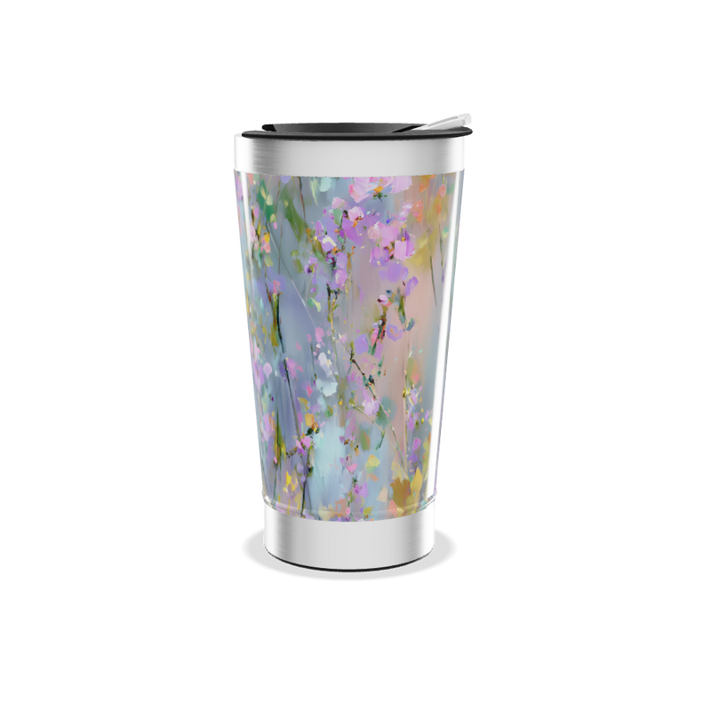 Copo Térmico - Floral com Fundo Azul