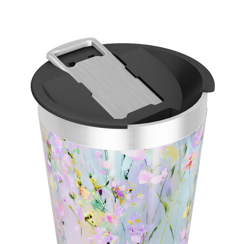 Copo Térmico - Floral com Fundo Azul