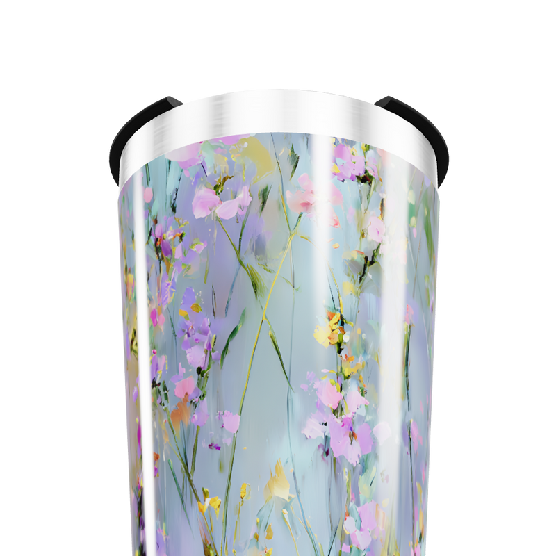 Copo Térmico - Floral com Fundo Azul