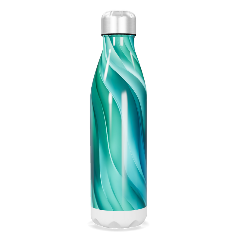 Garrafa Inox - Azul Turquesa Ondulada