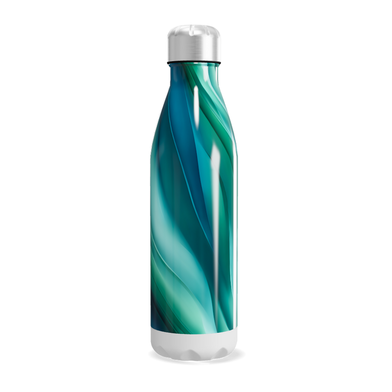 Garrafa Inox - Azul Turquesa Ondulada