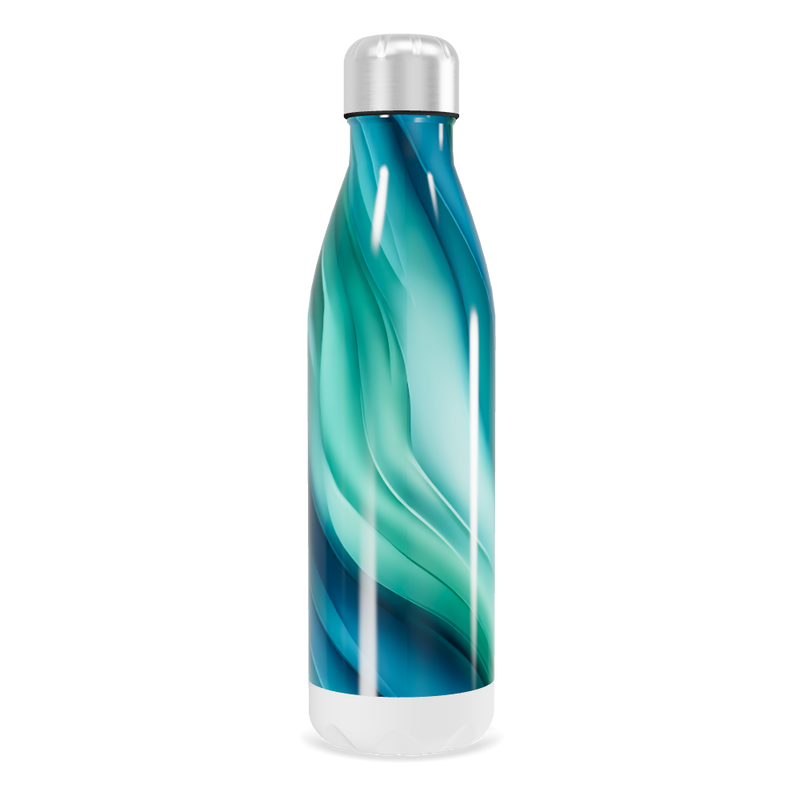 Garrafa Inox - Azul Turquesa Ondulada