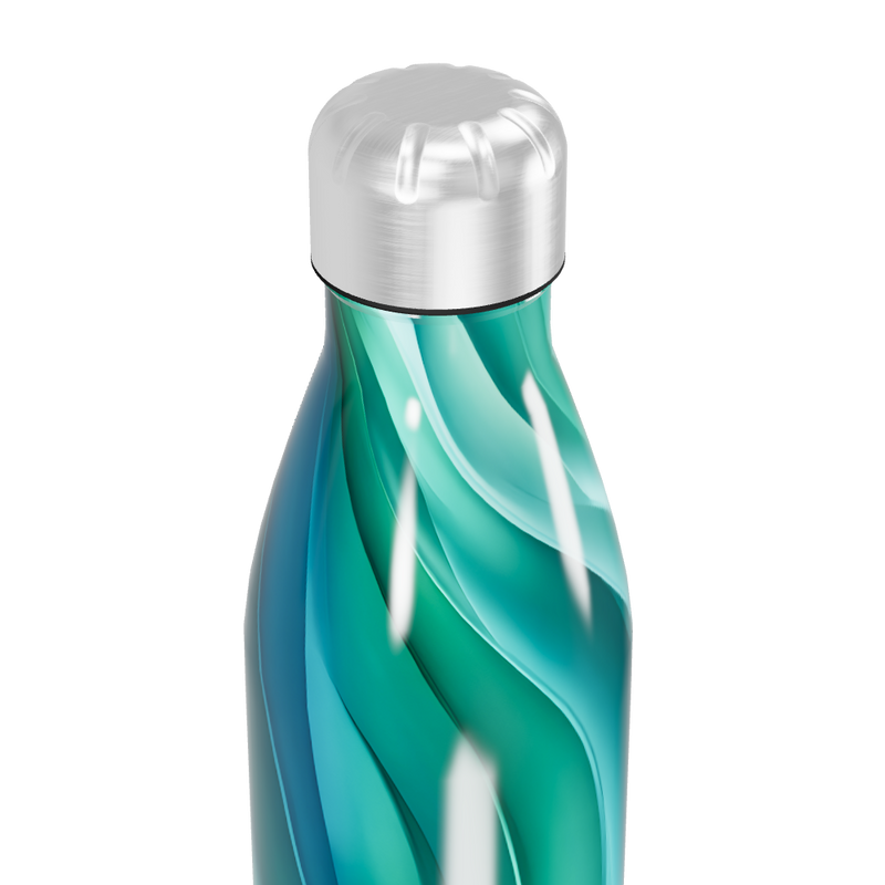 Garrafa Inox - Azul Turquesa Ondulada