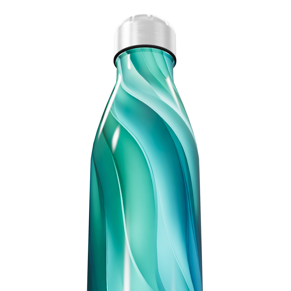 Garrafa Inox - Azul Turquesa Ondulada