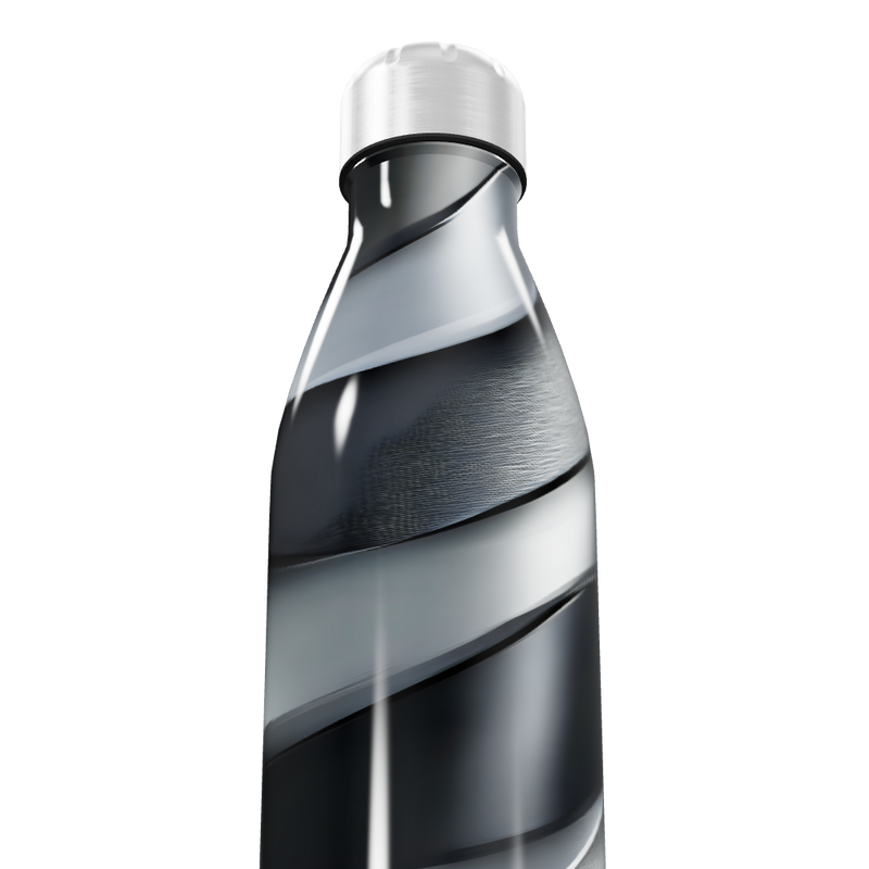 Garrafa Inox - Preto e Prata Espiral