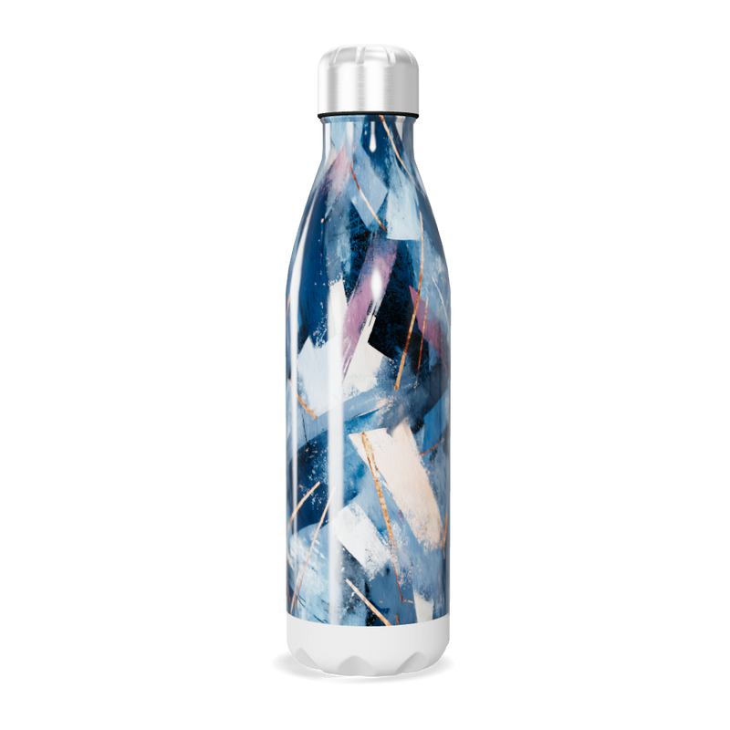 Garrafa Inox Estampada Azul Abstrata