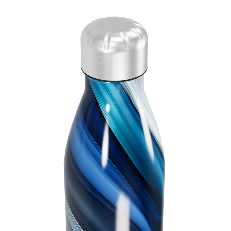 Garrafa Inox Azul - Estampa Ondulada
