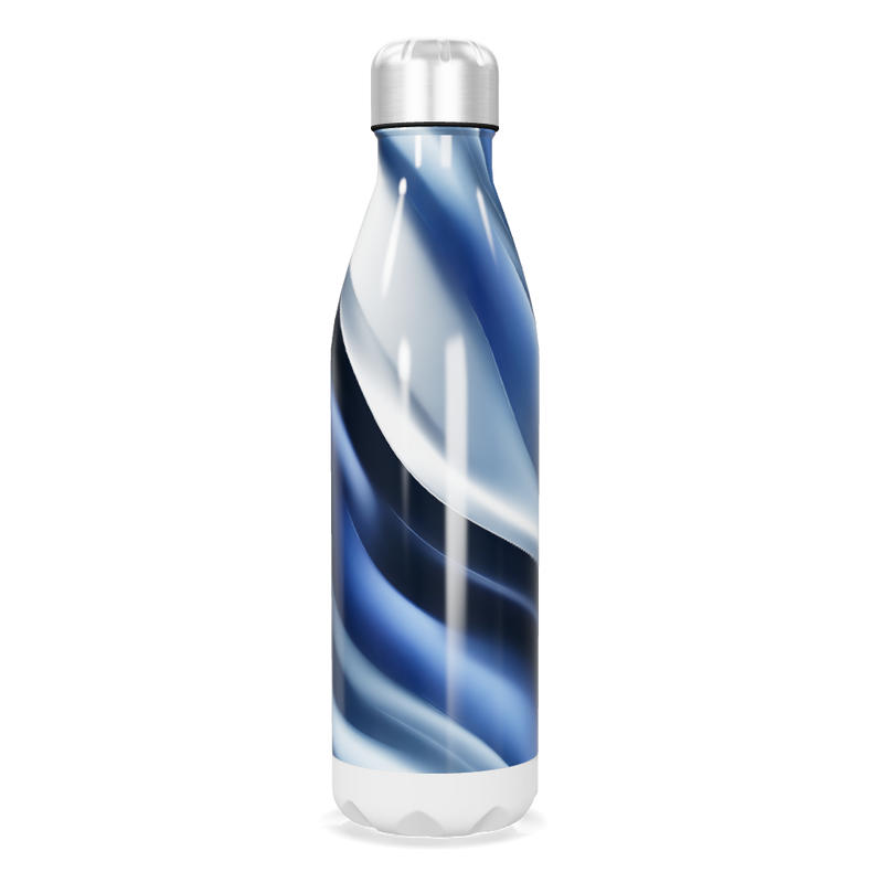 Garrafa Inox Azul - Com Estampa Ondulada