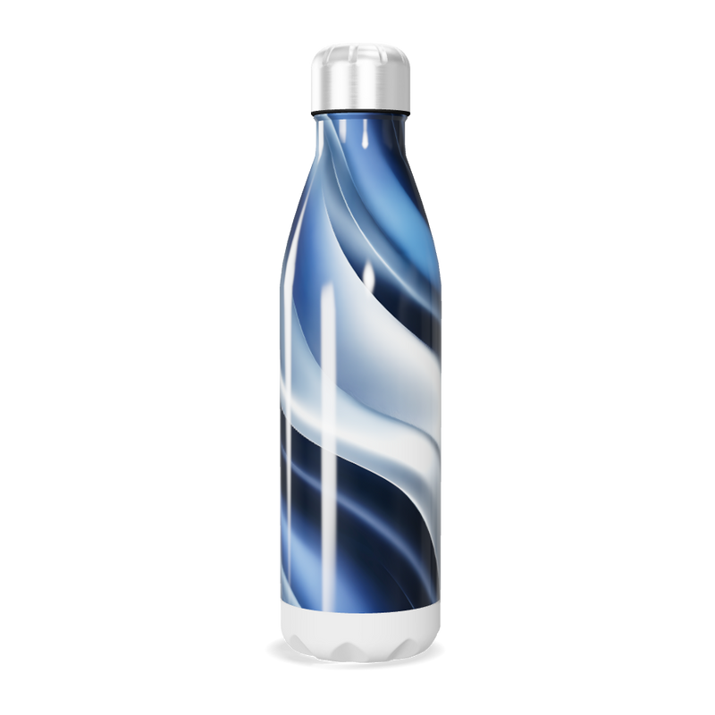 Garrafa Inox Azul - Com Estampa Ondulada