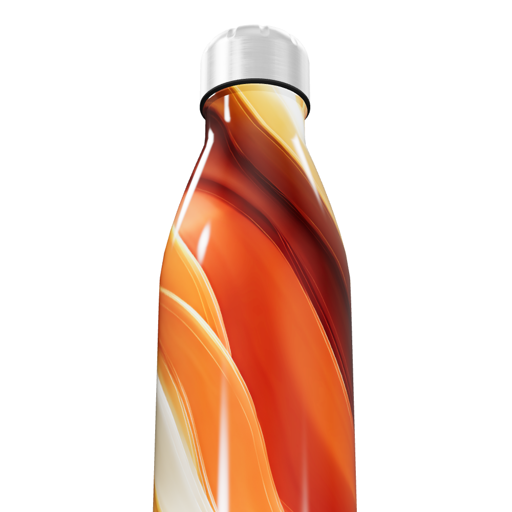 Garrafa Inox - Estampa Laranja e Branca