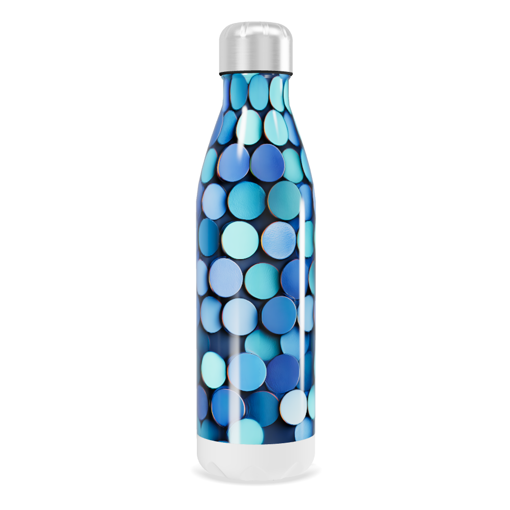 Garrafa Inox - Azul com Bolinhas