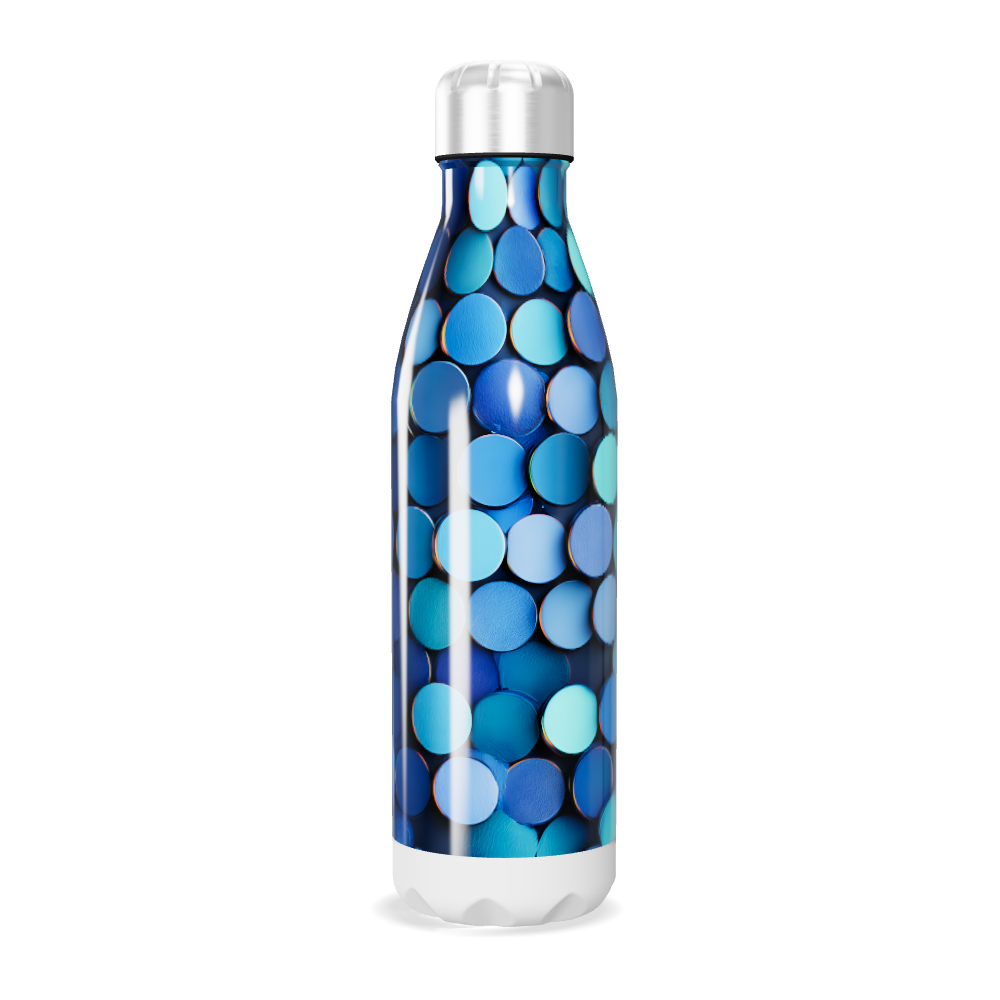 Garrafa Inox - Azul com Bolinhas