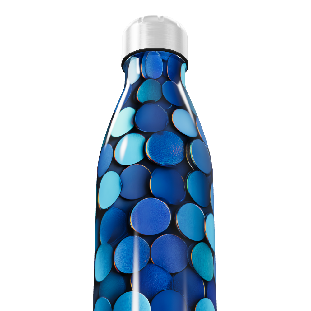 Garrafa Inox - Azul com Bolinhas