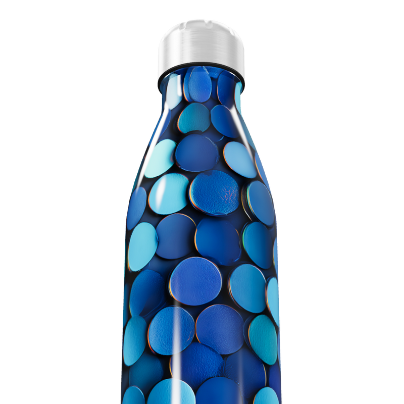 Garrafa Inox - Azul com Bolinhas