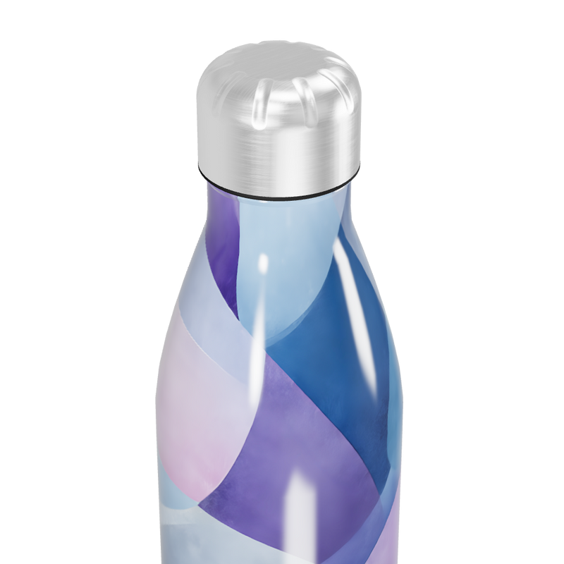 Garrafa Inox - Azul e Roxo Geométrico