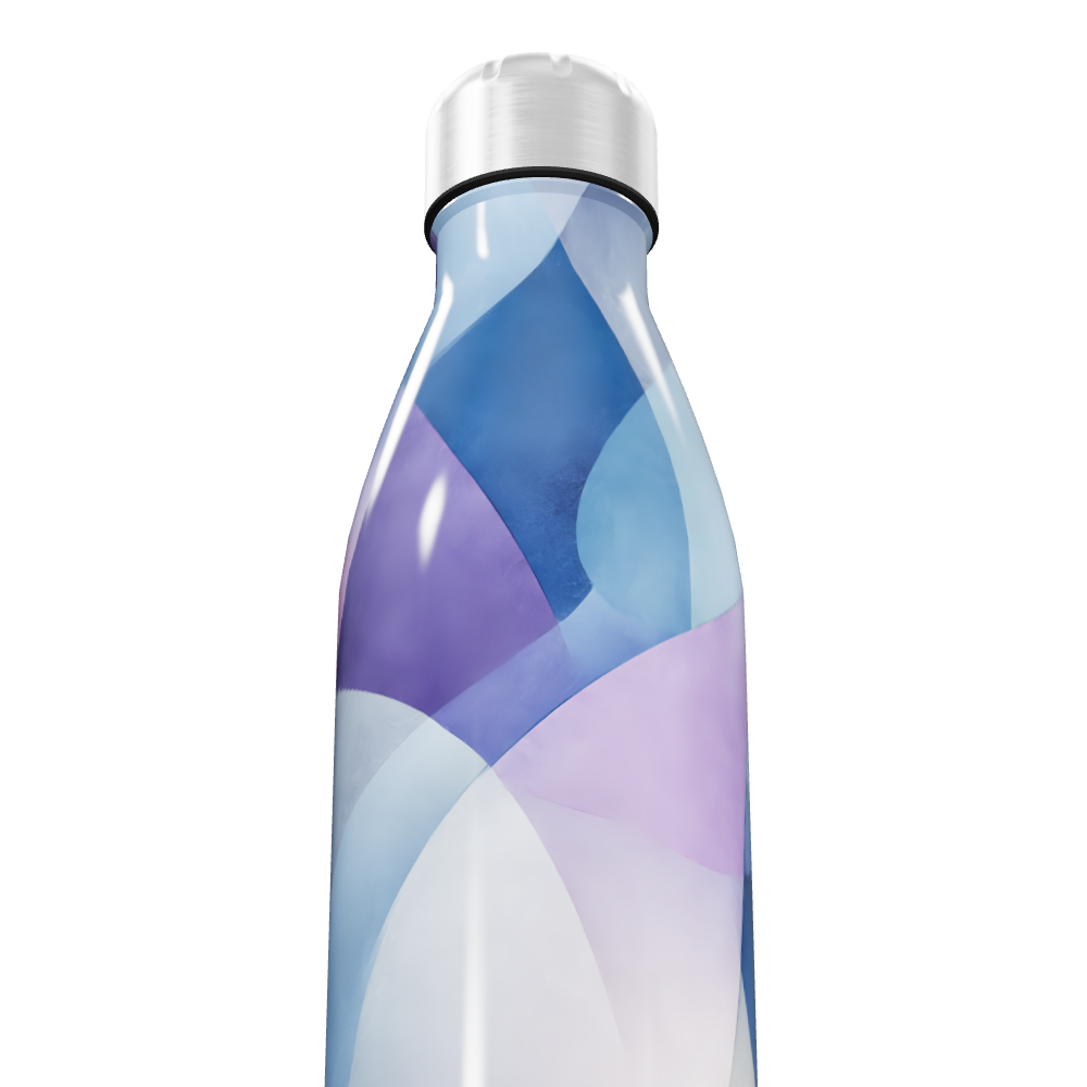 Garrafa Inox - Azul e Roxo Geométrico