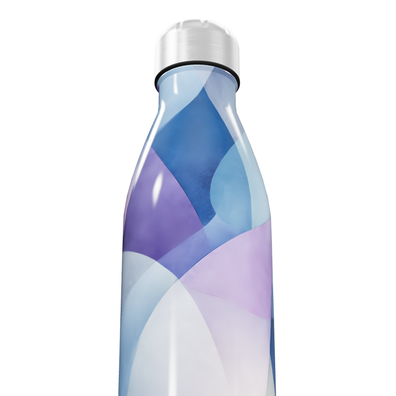 Garrafa Inox - Azul e Roxo Geométrico