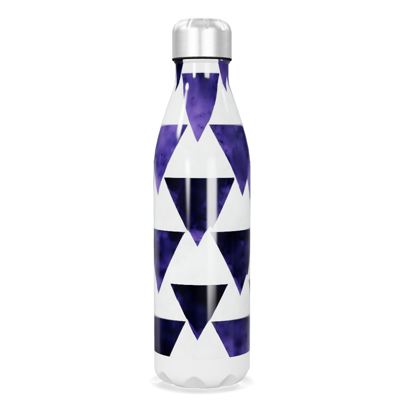 Garrafa Inox Azul com Estampa Geométrica