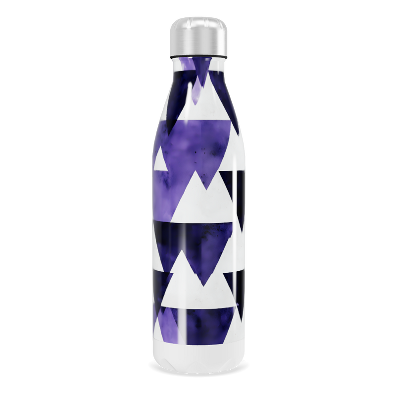 Garrafa Inox Azul com Estampa Geométrica