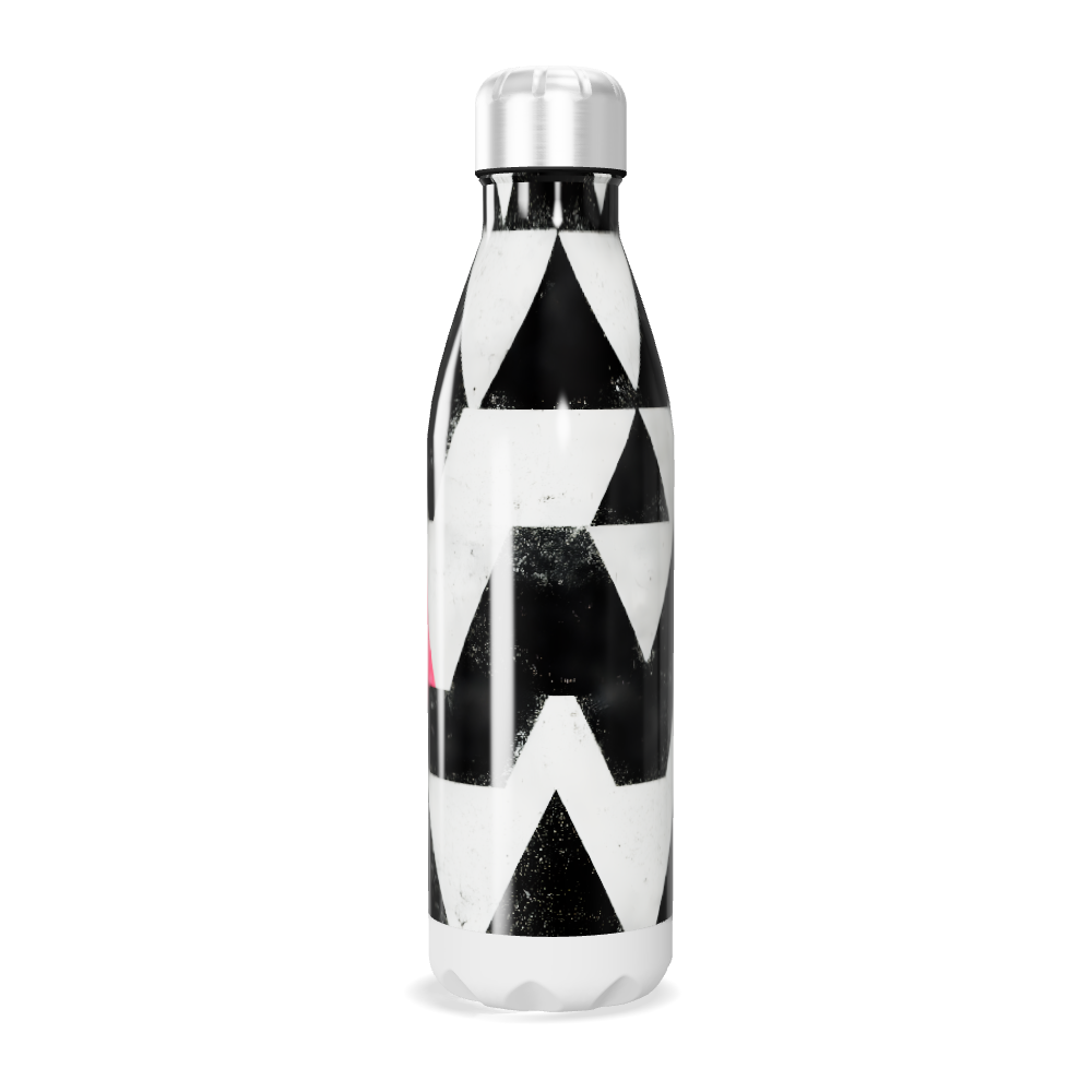 Garrafa Inox - Estampa Triângulos Preto e Rosa