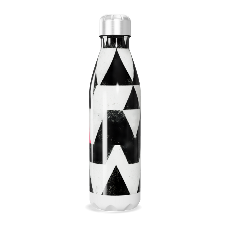 Garrafa Inox - Estampa Triângulos Preto e Rosa