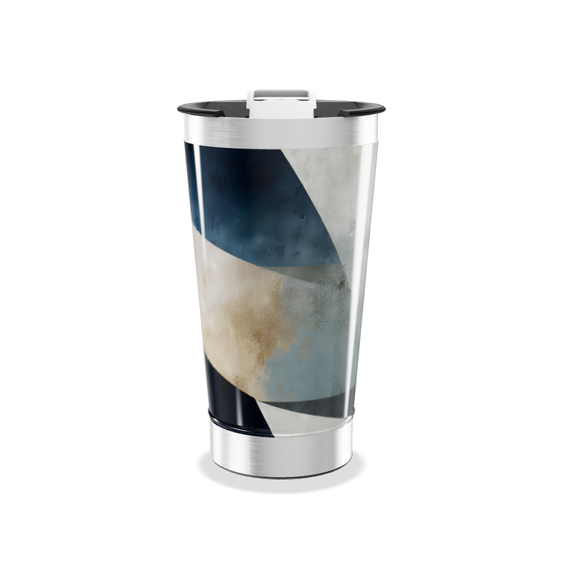 Copo Térmico - Azul com Estampa Abstrata