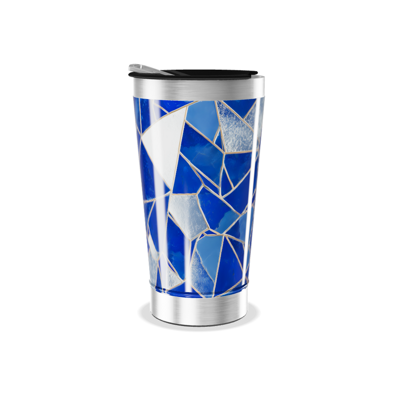 Copo Térmico - Azul com Estampa Geométrica
