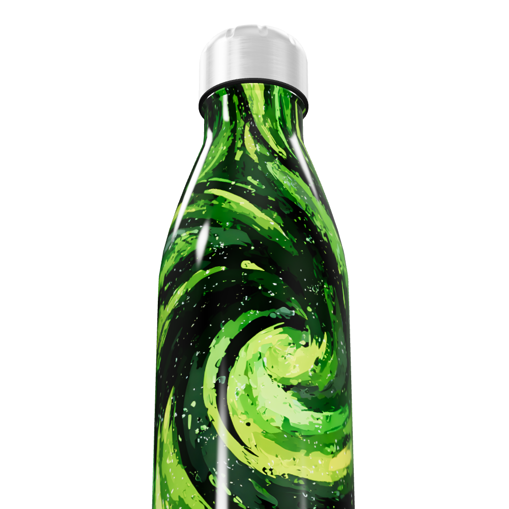 Garrafa Inox - Verde com Estampa Espiral