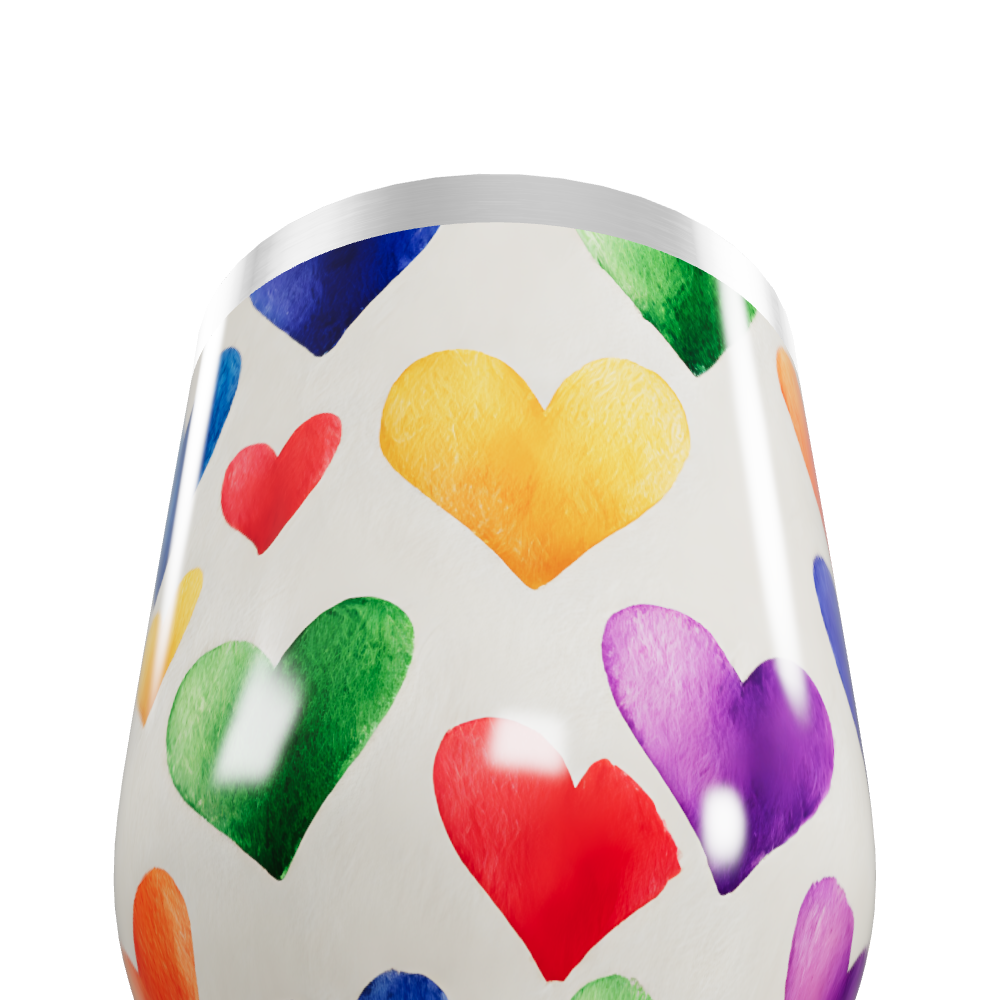 Copo Térmico Slim - Corações Coloridos Aço