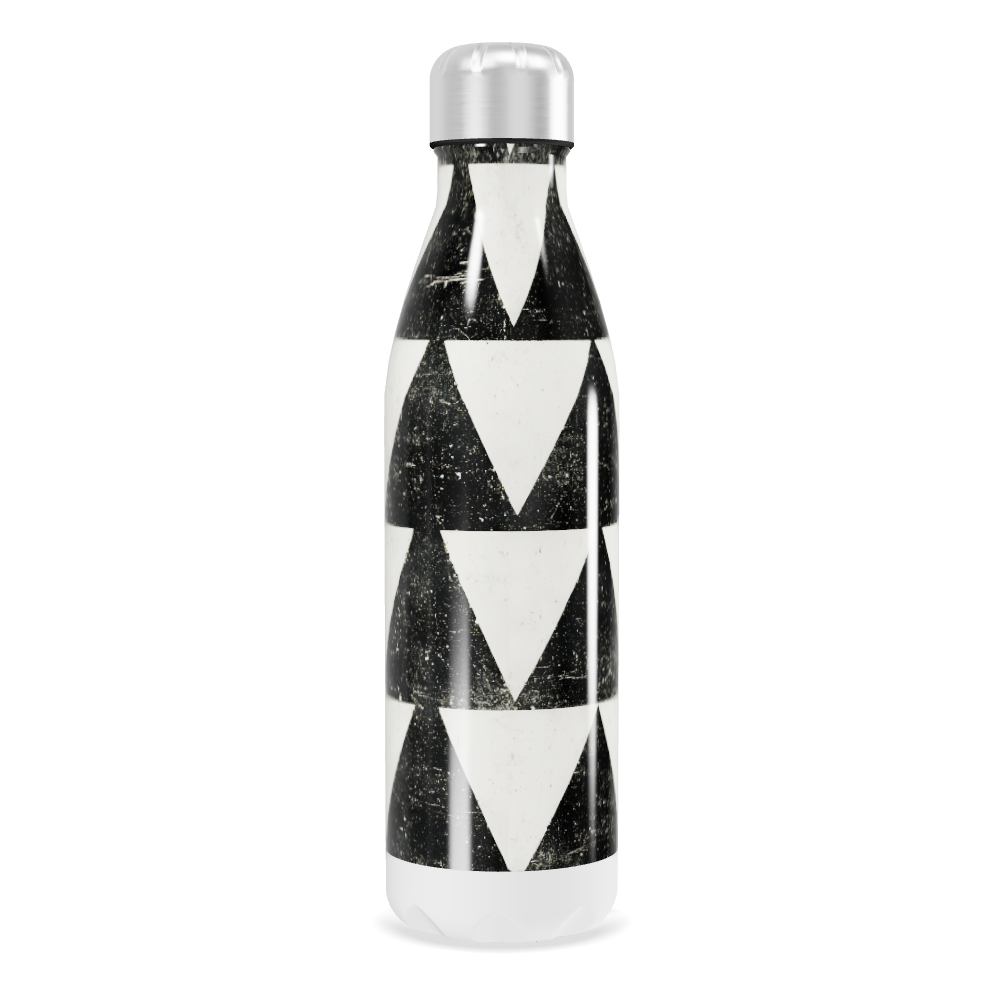 Garrafa Inox Estampada Triângulos Preto Laranja