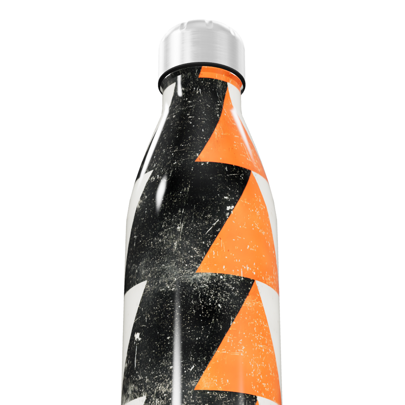 Garrafa Inox Estampada Triângulos Preto Laranja