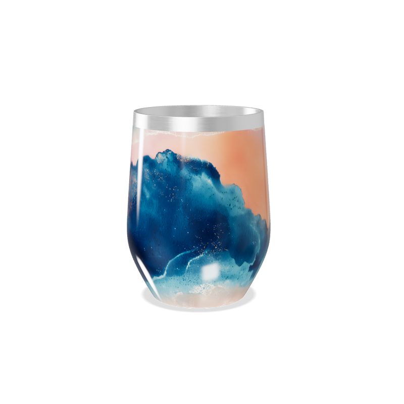 Copo Térmico Slim - Azul e Laranja Abstrato