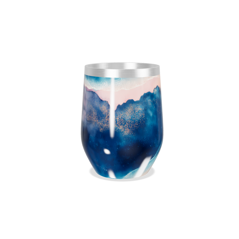 Copo Térmico Slim - Azul e Laranja Abstrato