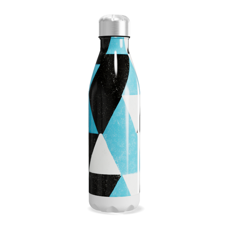 Garrafa Inox - Geométrica Azul e Preta