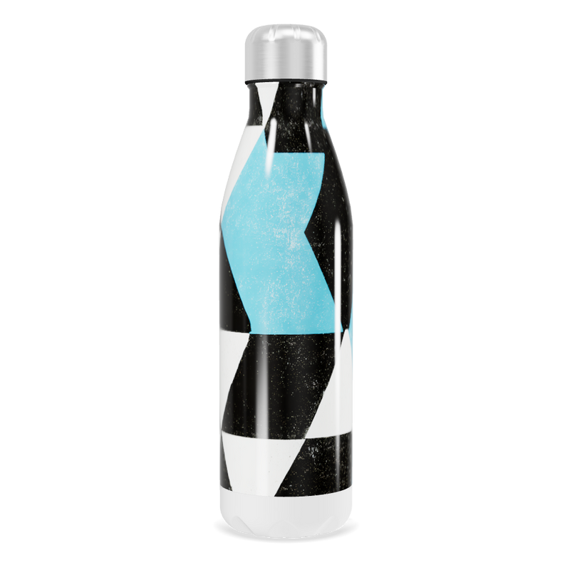 Garrafa Inox - Geométrica Azul e Preta